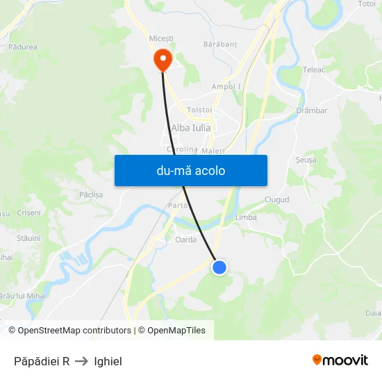 Harta de Păpădiei R către Ighiel