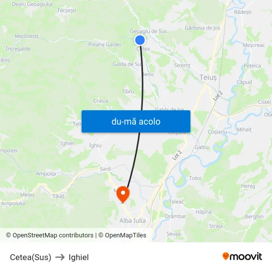 Harta de Cetea(Sus) către Ighiel