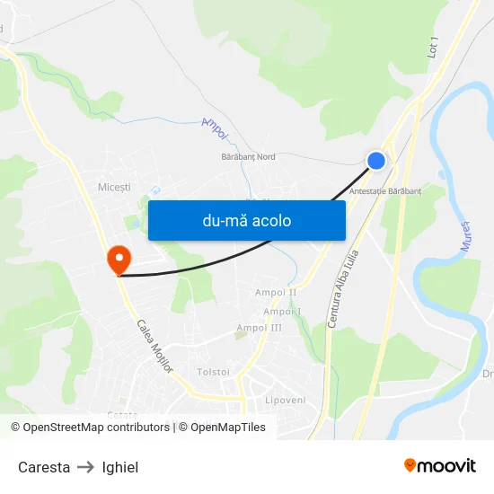 Harta de Caresta către Ighiel
