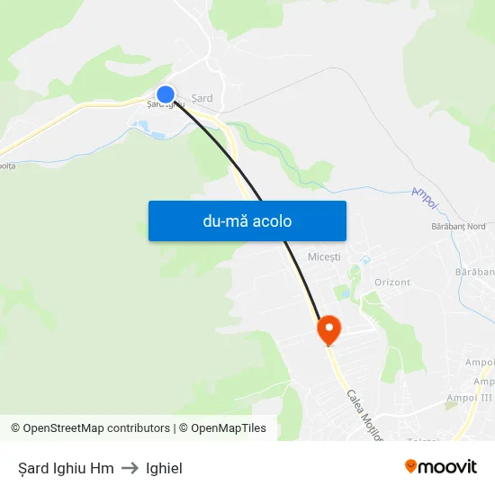 Harta de Șard Ighiu Hm către Ighiel