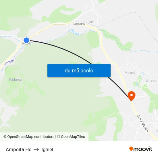 Harta de Ampoița Hc către Ighiel
