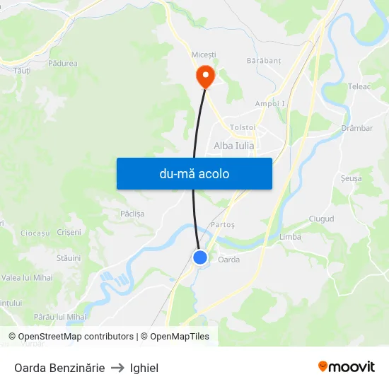 Harta de Oarda  Benzinărie către Ighiel