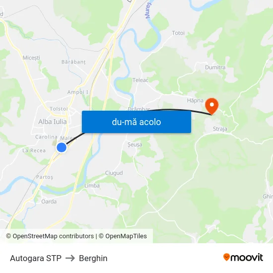 Harta de Autogara STP către Berghin