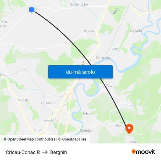 Harta de Cricau-Conac R către Berghin