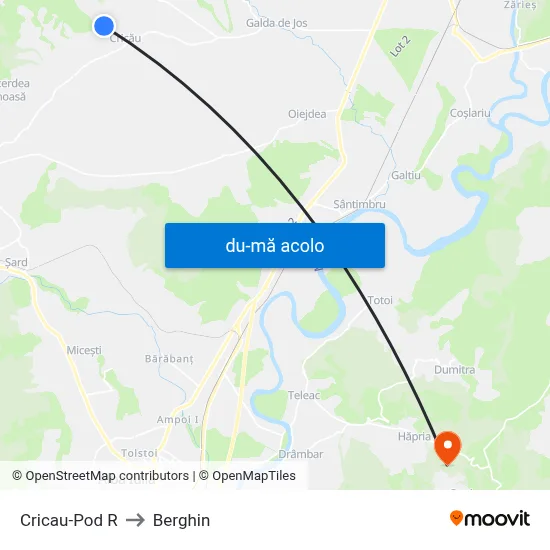 Harta de Cricau-Pod R către Berghin