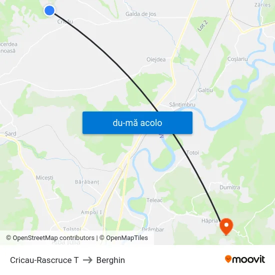 Harta de Cricau-Rascruce T către Berghin