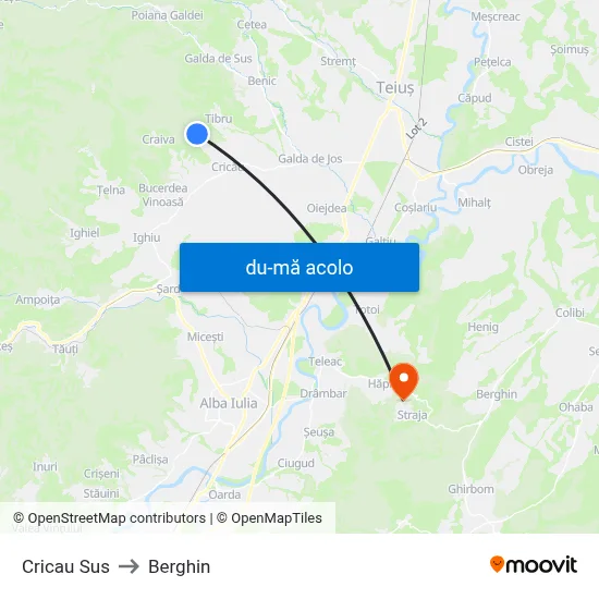 Harta de Cricau Sus către Berghin