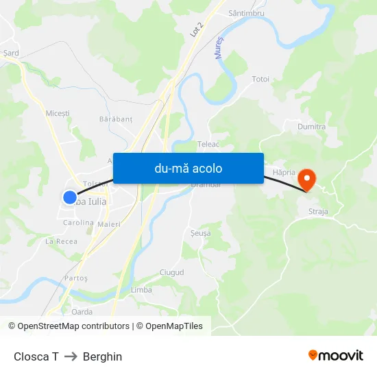 Harta de Closca T către Berghin