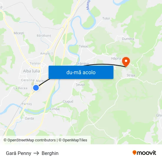 Harta de Gară Penny către Berghin