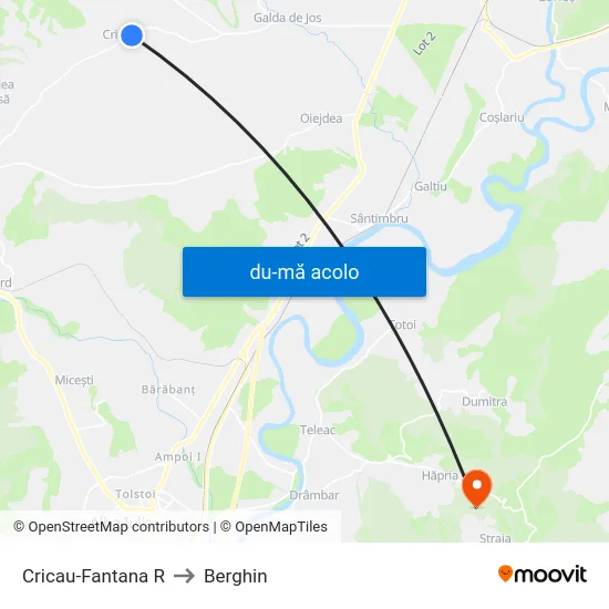 Harta de Cricau-Fantana R către Berghin