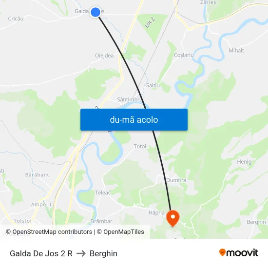 Harta de Galda De Jos 2 R către Berghin