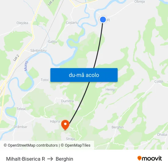 Harta de Mihalt-Biserica R către Berghin