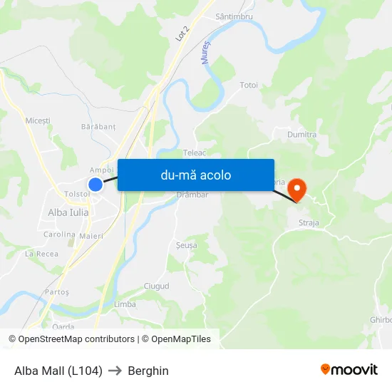 Harta de Alba Mall (L104) către Berghin