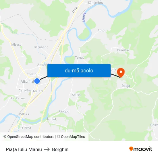 Harta de Piața Iuliu Maniu către Berghin