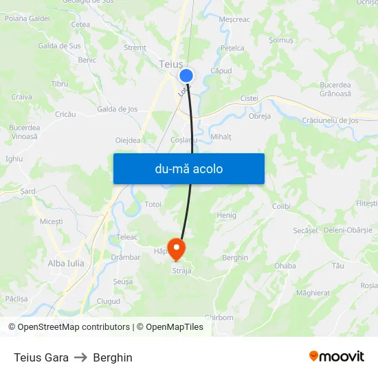 Harta de Teius Gara către Berghin