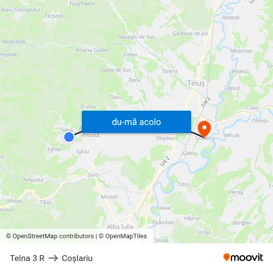 Harta de Telna 3 R către Coşlariu