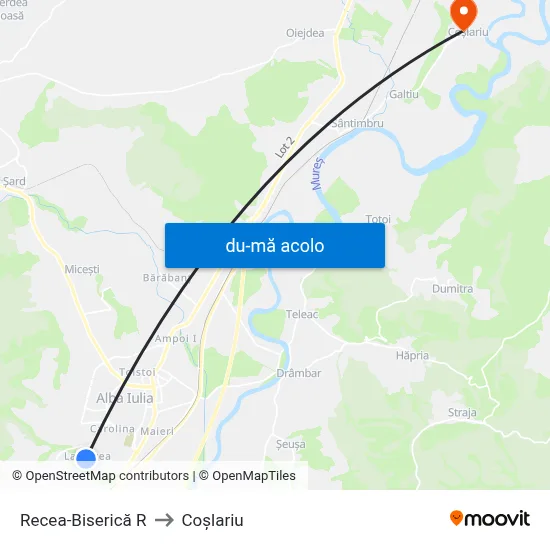 Harta de Recea-Biserică R către Coşlariu