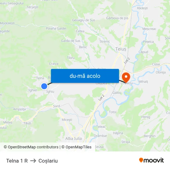 Harta de Telna 1 R către Coşlariu