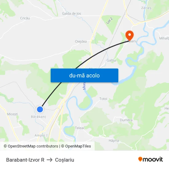 Harta de Barabant-Izvor R către Coşlariu