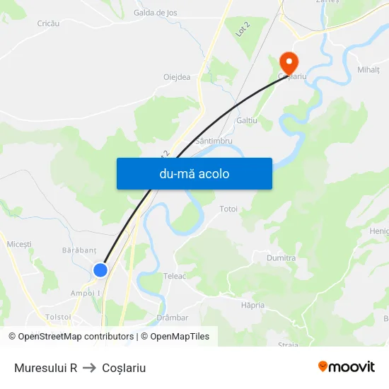 Harta de Muresului R către Coşlariu