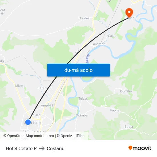 Harta de Hotel Cetate R către Coşlariu