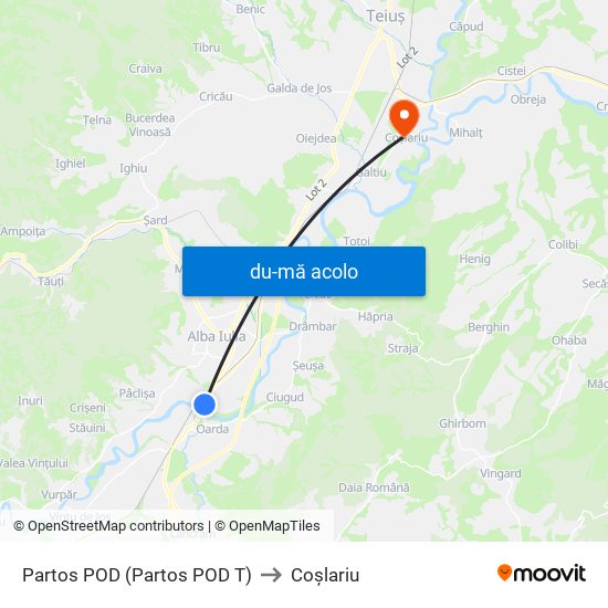 Harta de Partos POD (Partos POD T) către Coşlariu