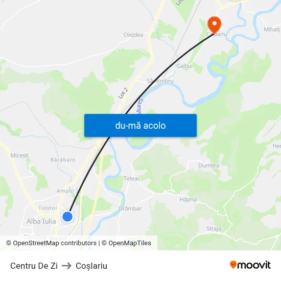 Harta de Centru De Zi către Coşlariu