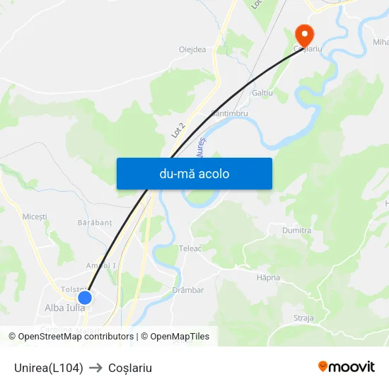 Harta de Unirea(L104) către Coşlariu