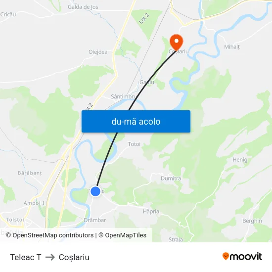 Harta de Teleac T către Coşlariu