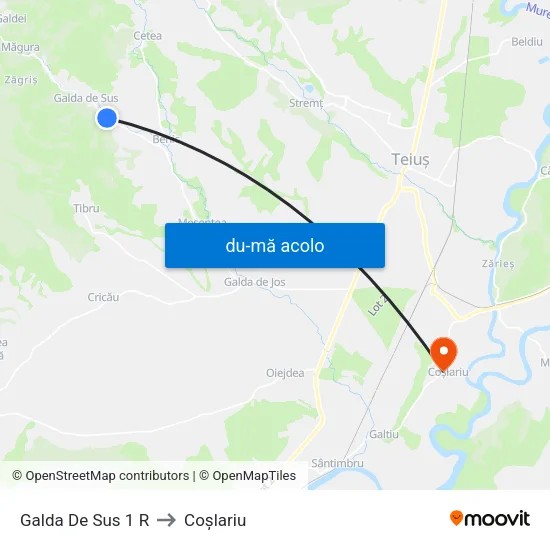 Harta de Galda De Sus 1 R către Coşlariu