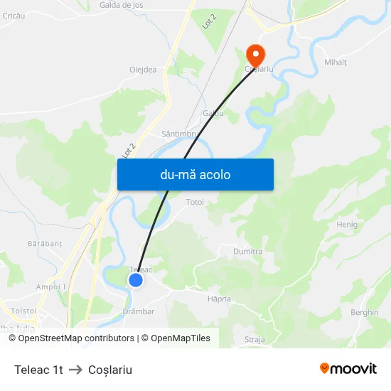 Harta de Teleac 1t către Coşlariu