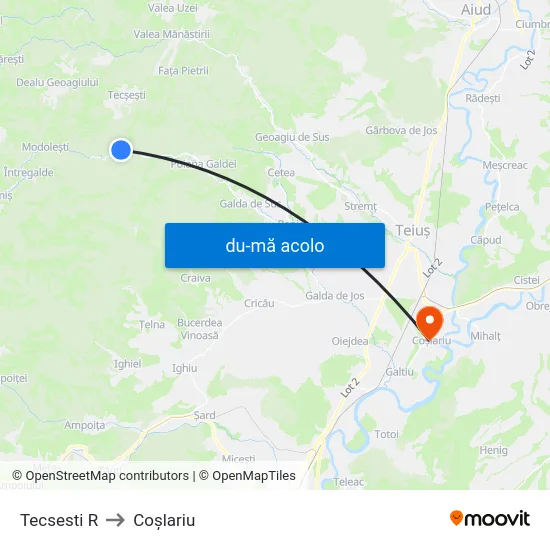 Harta de Tecsesti R către Coşlariu