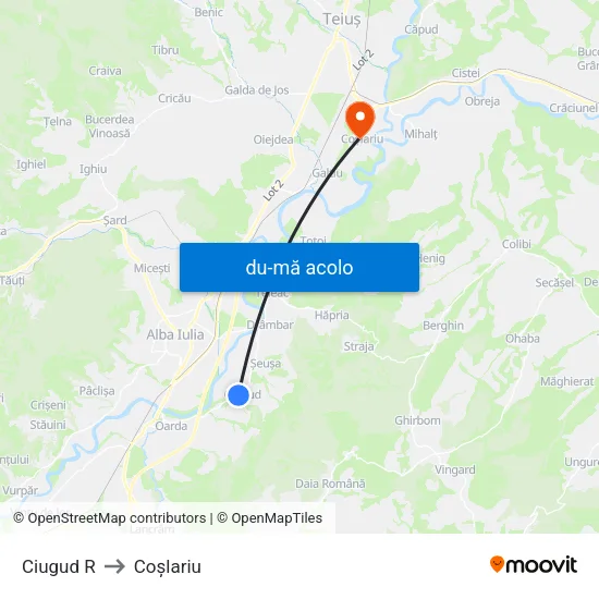 Harta de Ciugud R către Coşlariu