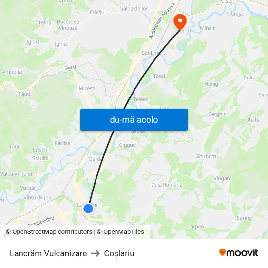 Harta de Lancrăm Vulcanizare către Coşlariu