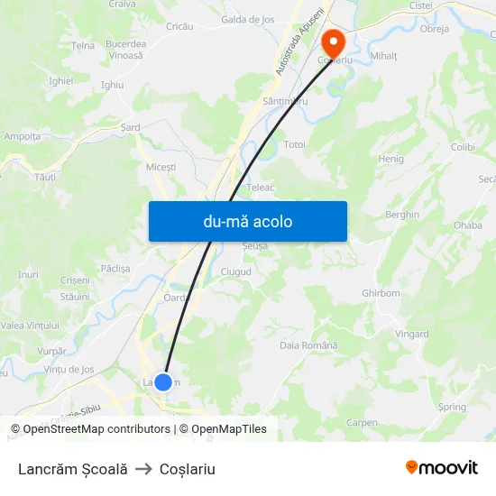 Harta de Lancrăm Școală către Coşlariu