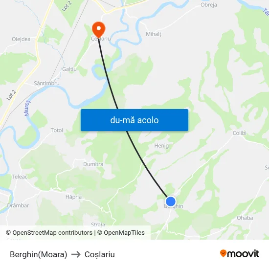 Harta de Berghin(Moara) către Coşlariu