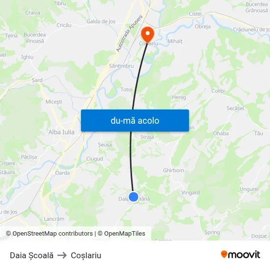 Harta de Daia Școală către Coşlariu