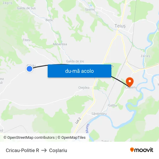 Harta de Cricau-Politie R către Coşlariu