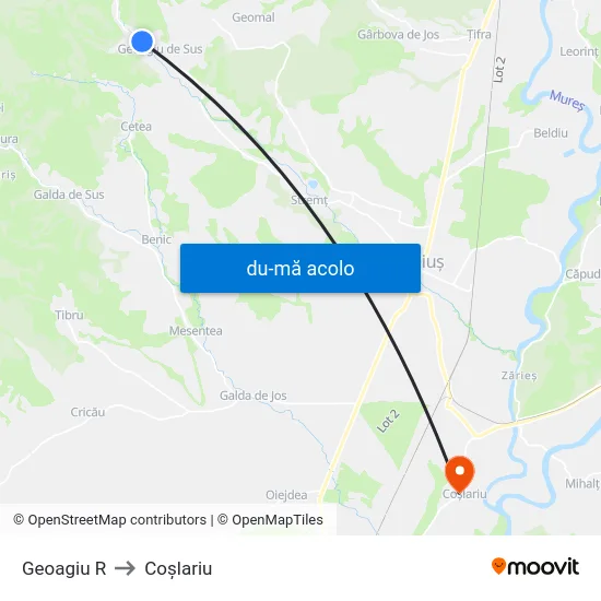 Harta de Geoagiu R către Coşlariu