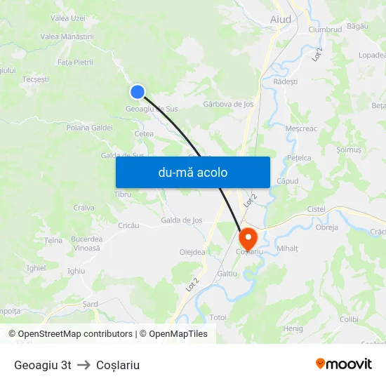 Harta de Geoagiu 3t către Coşlariu