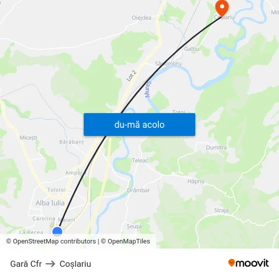 Harta de Gară Cfr către Coşlariu