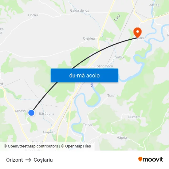 Harta de Orizont către Coşlariu