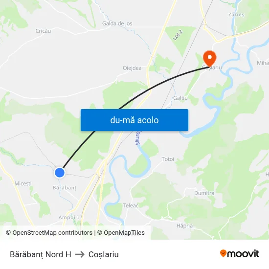 Harta de Bărăbanț Nord H către Coşlariu