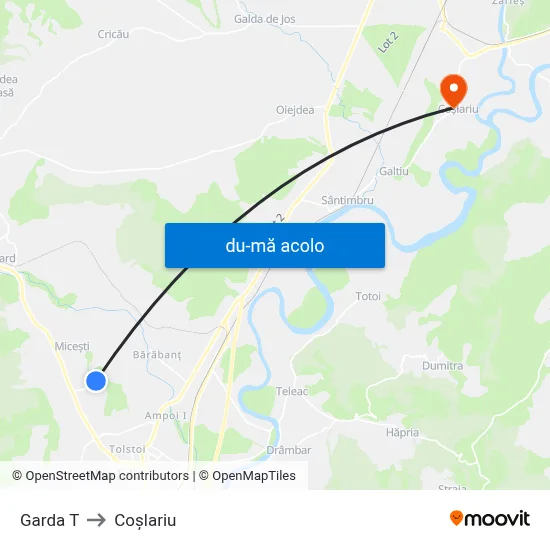 Harta de Garda T către Coşlariu