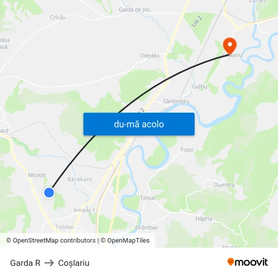 Harta de Garda R către Coşlariu