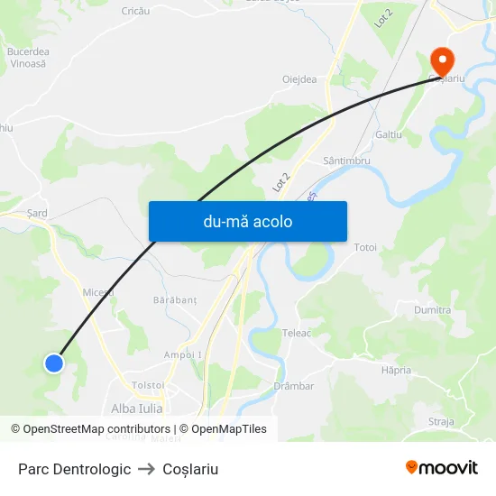 Harta de Parc Dentrologic către Coşlariu