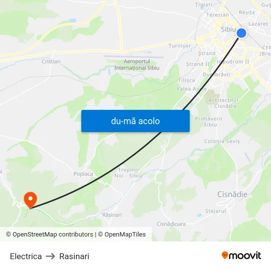 Harta de Electrica către Rasinari