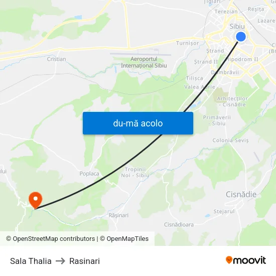 Harta de Sala Thalia către Rasinari