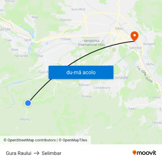 Harta de Gura Raului către Selimbar