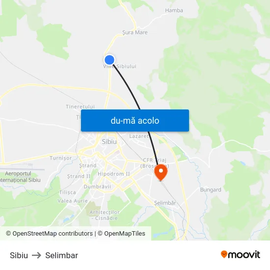 Harta de Sibiu către Selimbar